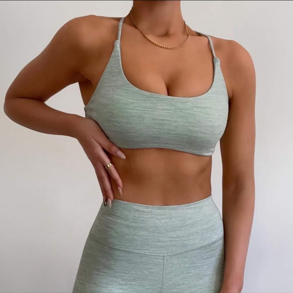 Crop Shop Boutique Light Sage Green Seamless Sports Bra